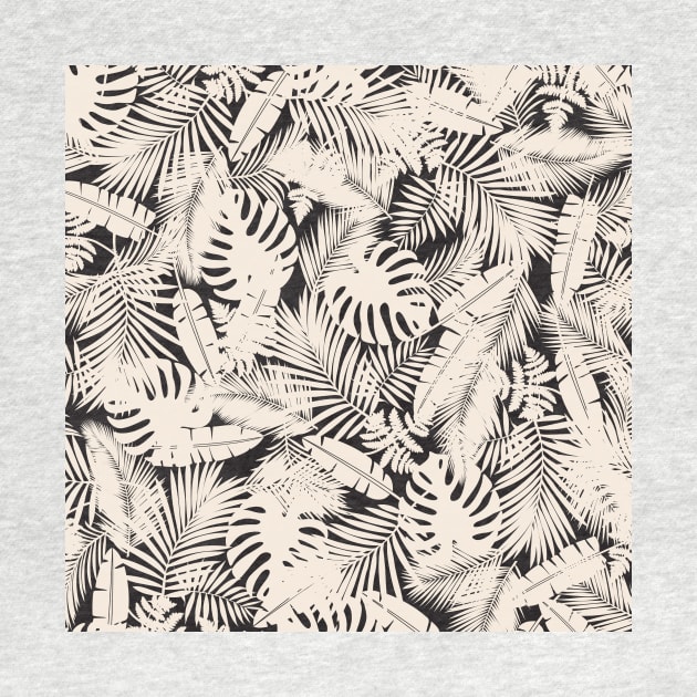 Tropical Leaves in Black and Ivory by matise